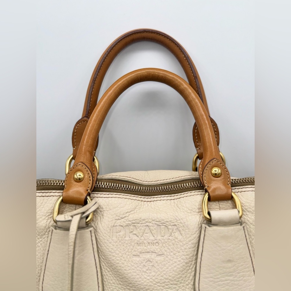 Prada Cream Vitello Dome Satchel 🤍 Classic Neutral Luxury - Picture 14 of 14